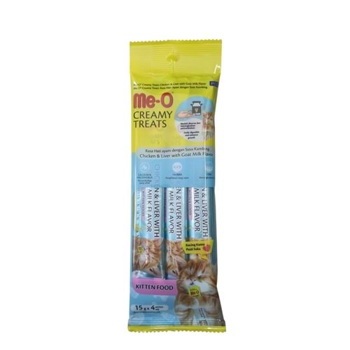 Meo Yavru Kedi Tavuk&Ciğer ile Keçi Sütü Krema Kedi Ödülü 4x15 Gr