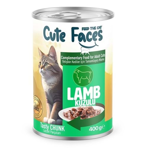 Cute Faces Adult Cat Lamb Sos İçinde Et Parçacıklı 400 Gr X 12 Adet Konserve
