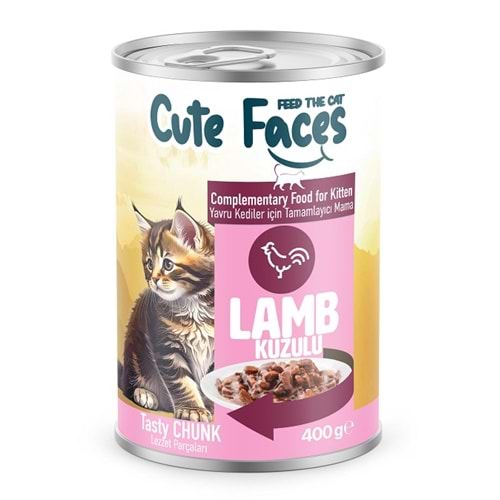 Cute Faces Kıtten Cat Chıcken Sos İçinde Et Parçacıklı 400 Gr X 12 Adet Konserve