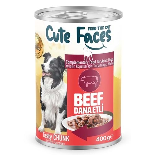 Cute Faces Adult Dog Beef Sos İçinde Et Parçacıklı 400 Gr X 12 Adet Konserve