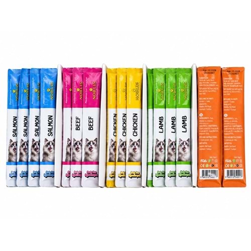 Nobılus Krema 100 lü Eco Paket 5 çeşit (Somon,Dana ETİ,Kuzu,Tavuk,Somonlu ve Balkabaklı)