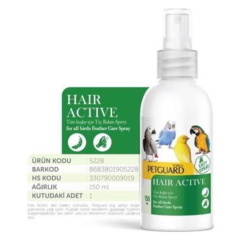 Petguard Kuş Vit Hair Active 150Ml