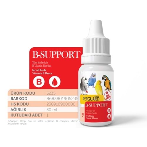 Petguard Kuş Vit B- Support 30 Ml