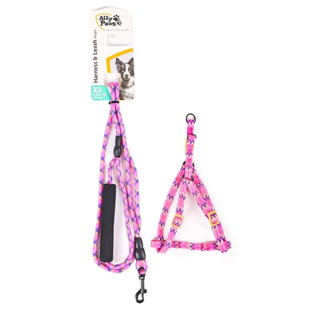 Ally Paws Harness & Leash Rope (Xs) 6Mmx120Cm
