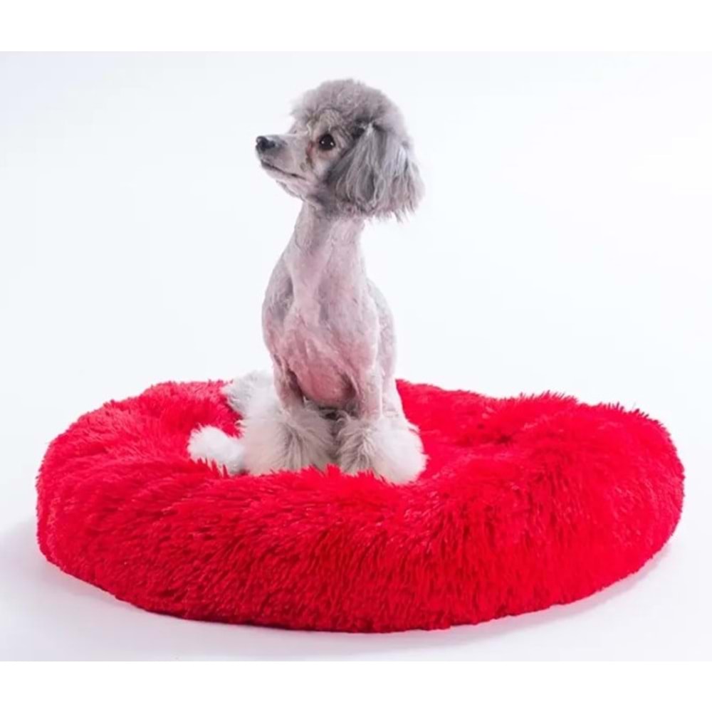 Kırmızı Donut Kedi Köpek Yatağı-M