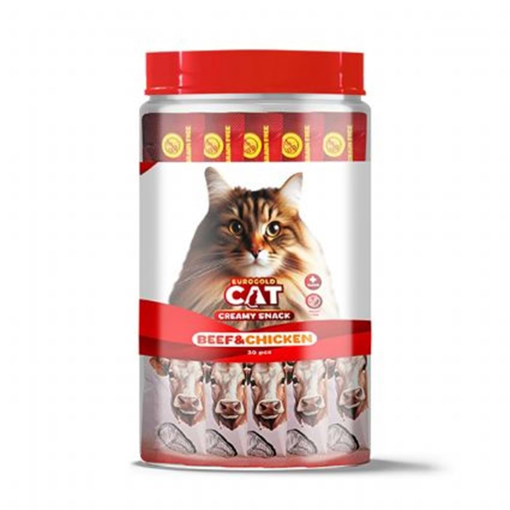 Eurogold Cat Sıvı Kedi Ödülü Dana-Tavuk Etli 30X15Gr