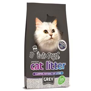 Cute Faces Grey Aktif Karbon Topaklanan İnce Taneli Kedi Kumu 10L.