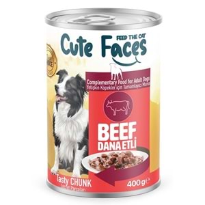 Cute Faces Adult Dog Beef Sos İçinde Et Parçacıklı 400 Gr. Konserve