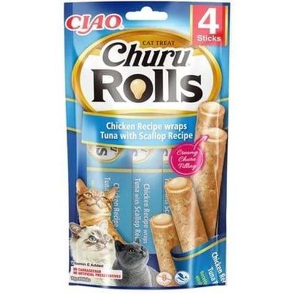 Cıao Churu Rolls Stıcks Deniz Taraklı,Tavuk Sargılı Ve Ton Balıklı Kedi Ödül Maması