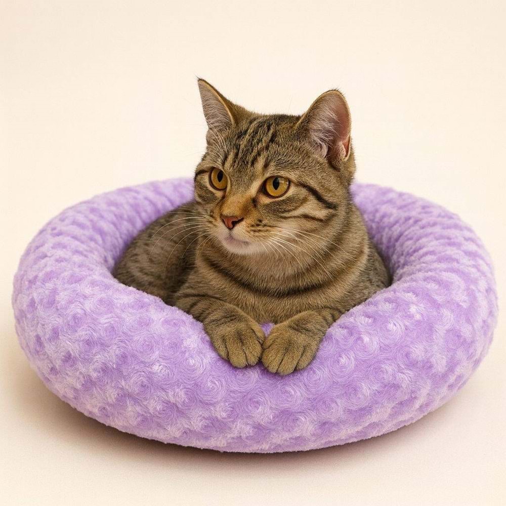 Simit Yatak Peluş Lila 55X55Cm