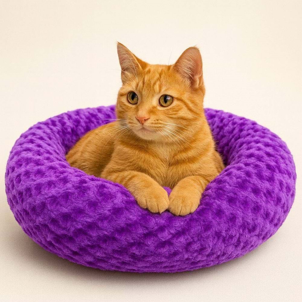 Simit Yatak Peluş Mor 55X55Cm