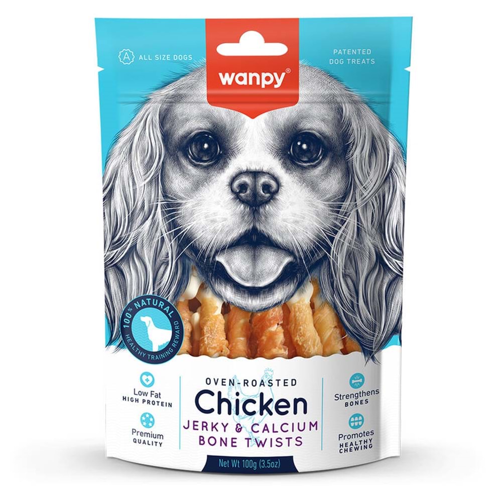 Wanpy Kalsiyumlu Gerçek Tavuk Sargı Köpek Ödülü 100 Gr