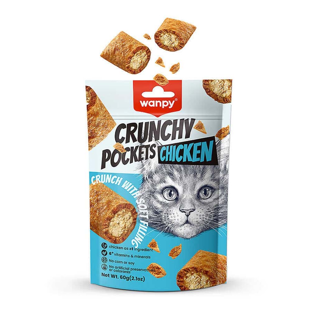 Wanpy Kedi Crunch Ödül Tavuk 60Gr