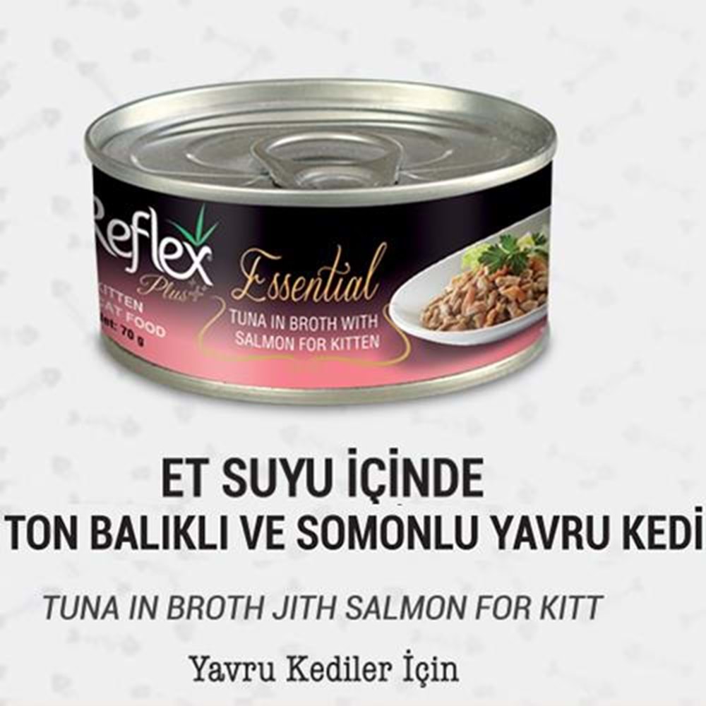 Reflex Plus+ Essential Et Suyu İçinde Ton Balıklı & Somonlu Yavru Kedi Maması 70Gr