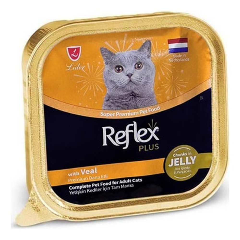 Reflex Plus Alutray Jöle İçinde Et Parçacıklı Dana Etli Yetişkin Kedi Maması 85 G