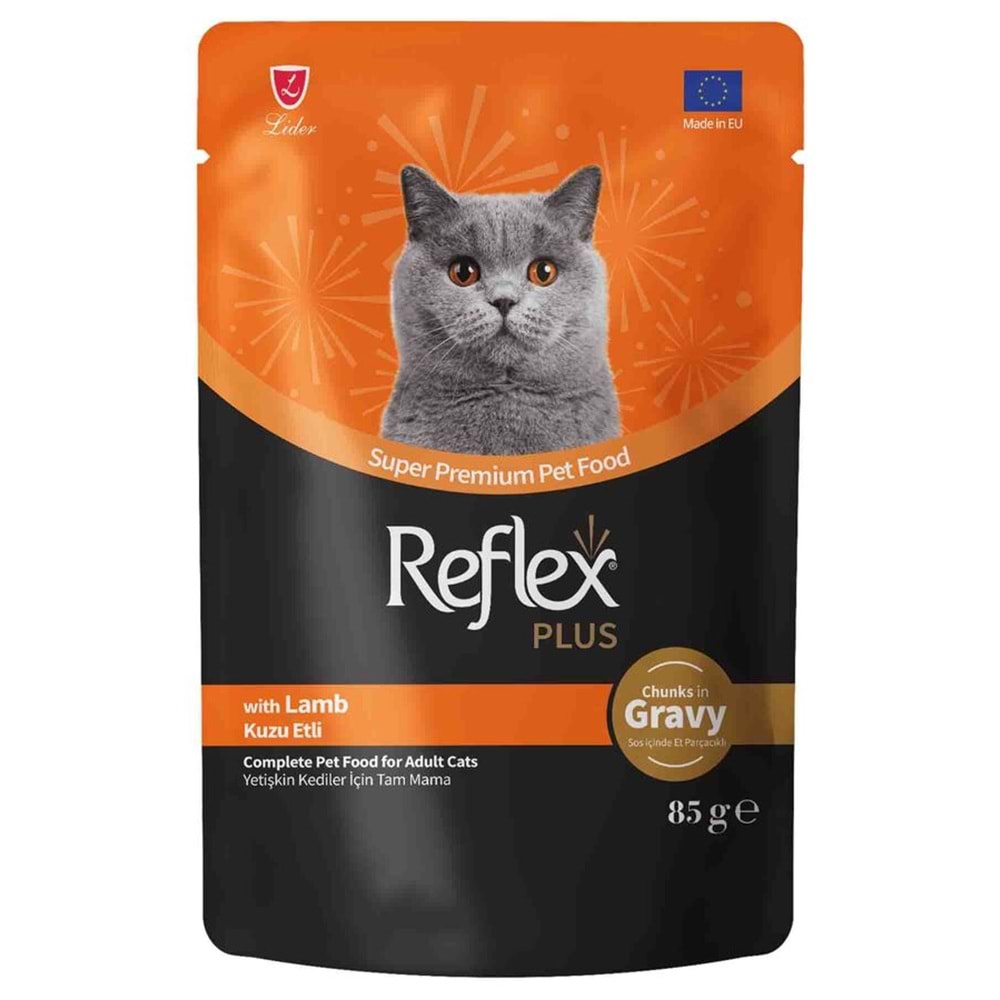 Reflex Plus Soslu Et Parçacıklı Kuzu Etli Yetişkin Kedi Konserve 85 Gr