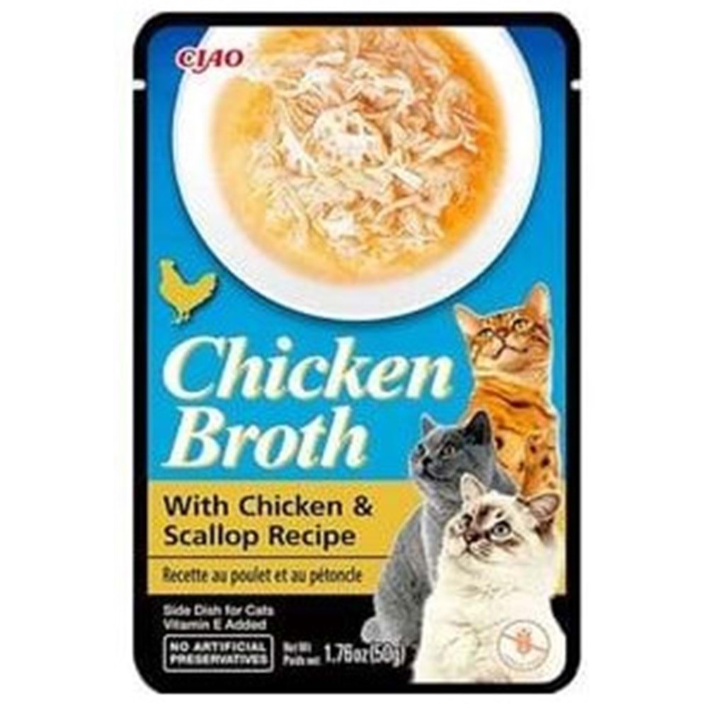 Cıao Chıcken Broth Tavuk Sulu Ve Deniz Taraklı Kedi Çorbası