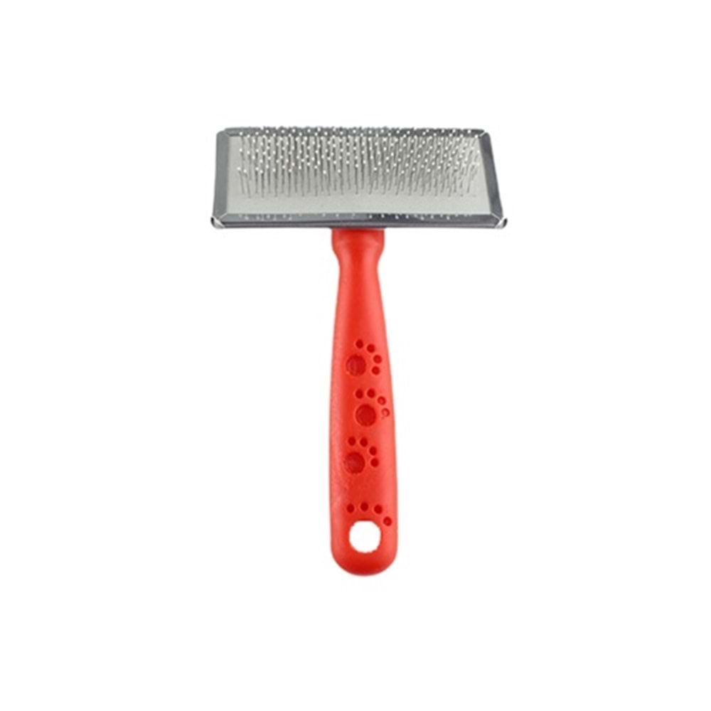 Zampa Slikon Top Başlıklı Kedi Ve Köpek Fırçası Medium 14X9Cm, Kırmızı